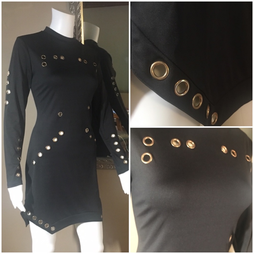 NWT Modern Black Dress with Grommet Detail
